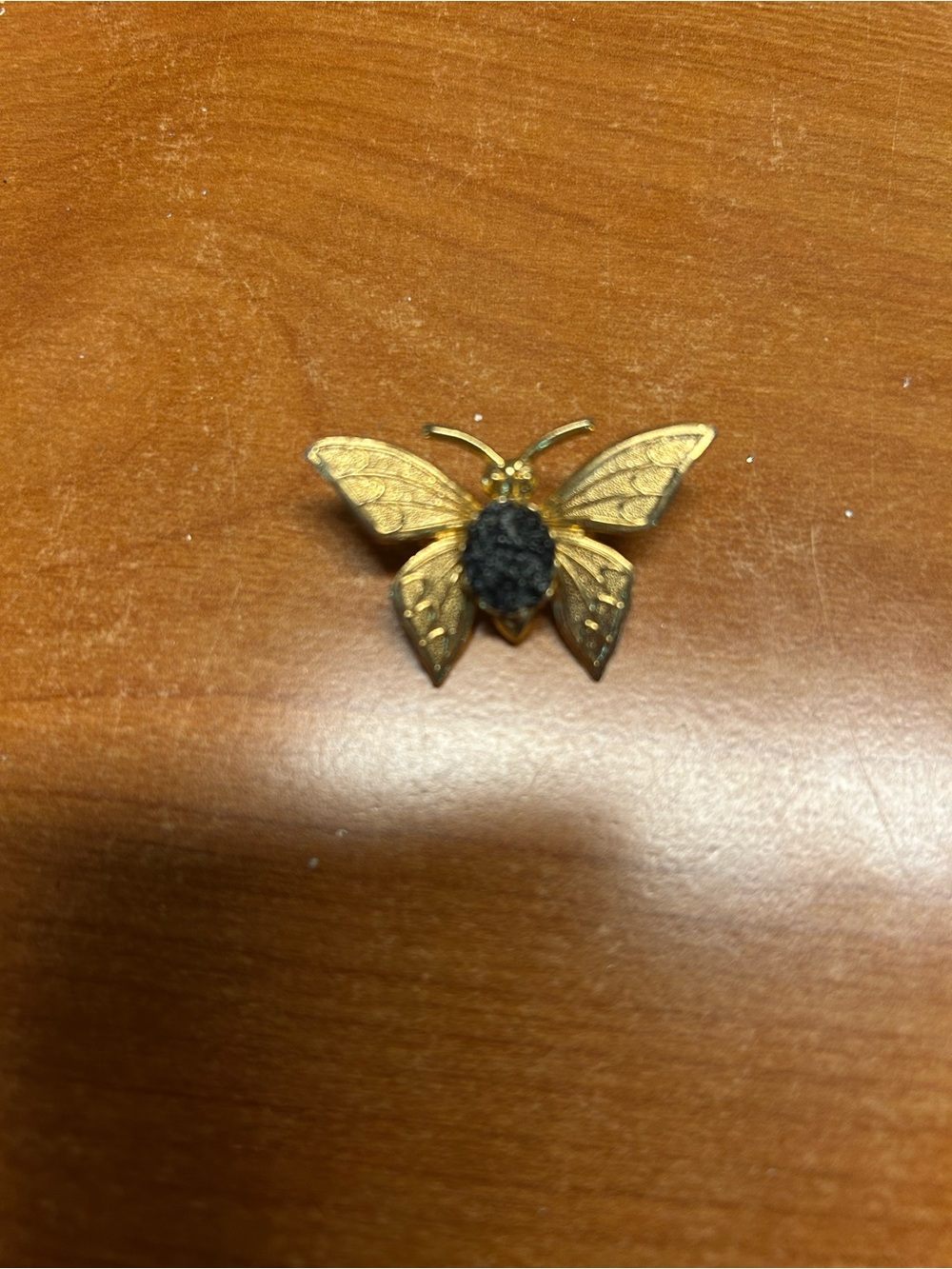 Gold Butterfly Brooch with Black Center - Women Jewelry